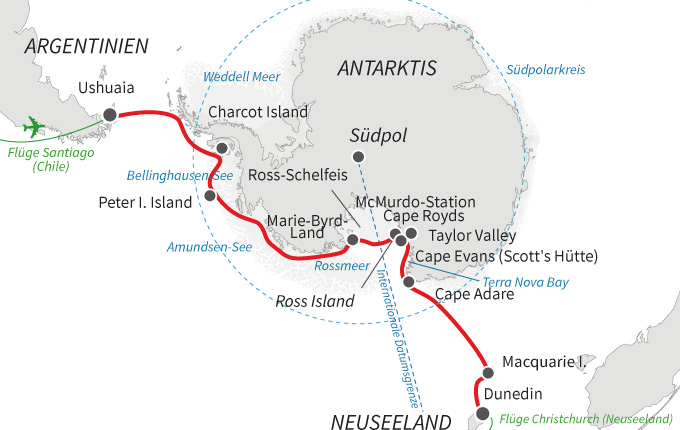 Unerforschte Gebiete der Antarktis