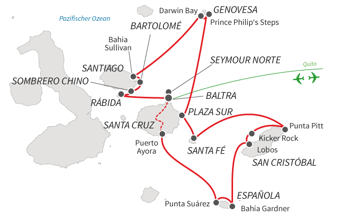 Galapagos – Reina Silvia Voyager Route A