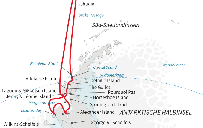 Antarktische Halbinsel und Südpolarkreis
