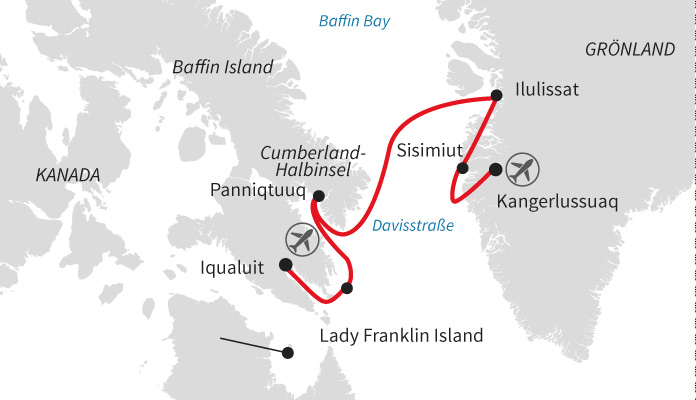 Baffininsel und Grönland