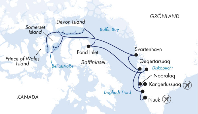 Routenkarte: Im Herzen der Nordwestpassage