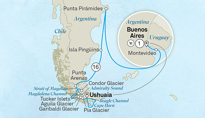 Routenkarte: Erlebnis Patagonien