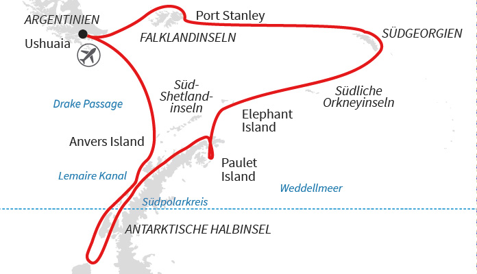Falklandinseln, Südgeorgien und der Südliche Polarkreis