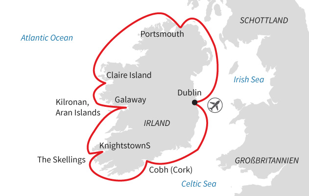 Routenkarte: Irland Umrundung