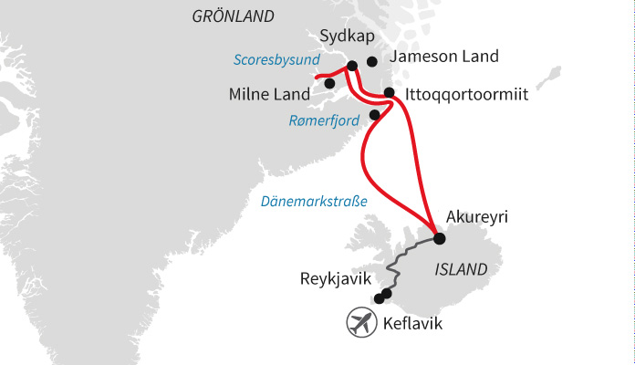 Routenkarte: Expedition Scoresbysund