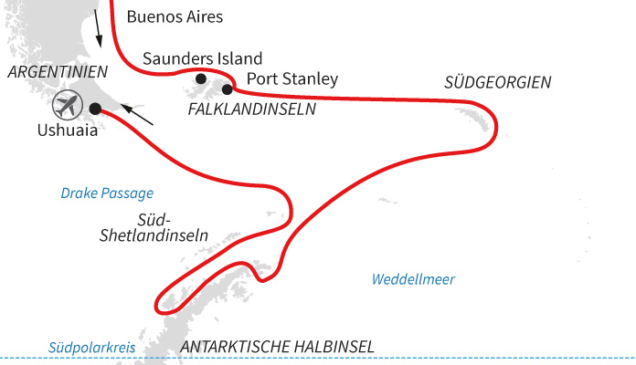 Routenkarte: Abenteuer Südatlantik