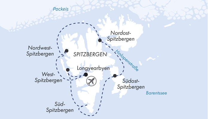 Routenkarte: Spitzbergen intensiv