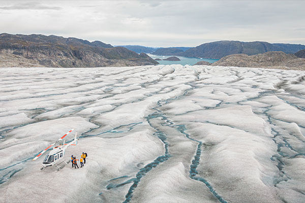 Landung auf dem Gletscher